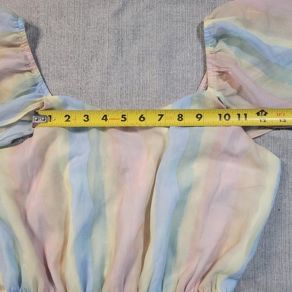 Andree By Unit Small Womens Dress Pastel Rainbow Flutter Sleeve Flowy EUC - Picture 9 of 13